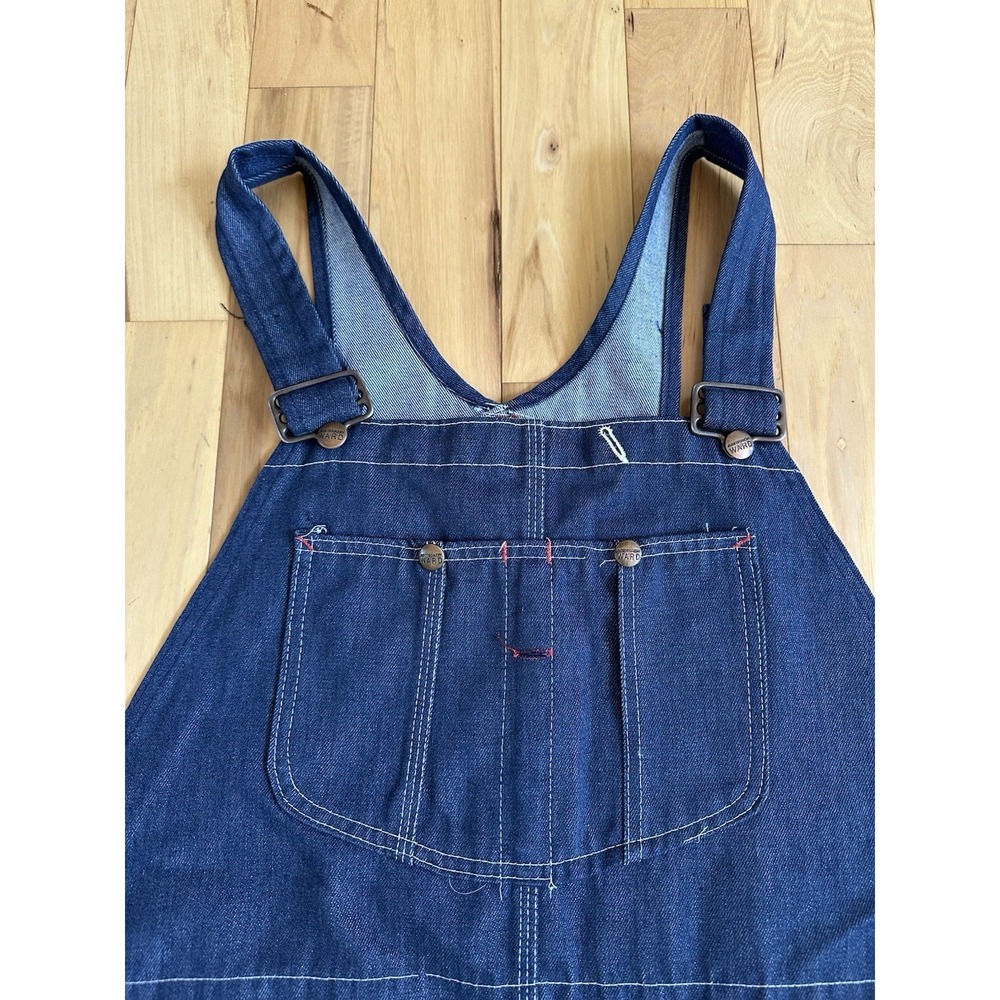 VTG Montgomery Ward Bib Overalls Sanforized Denim Mens 42x32 Union Made In USA - Picture 4 of 10